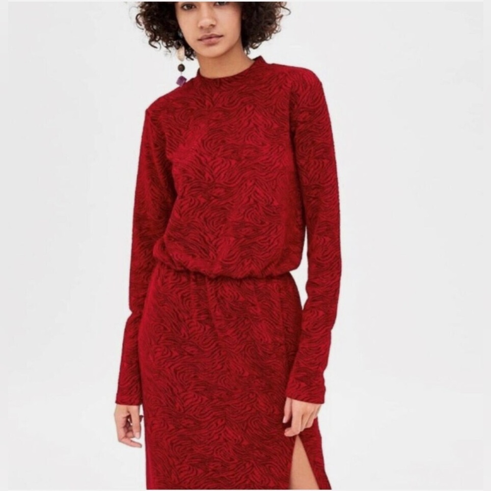 Zara Red Long Sleeve Dress
